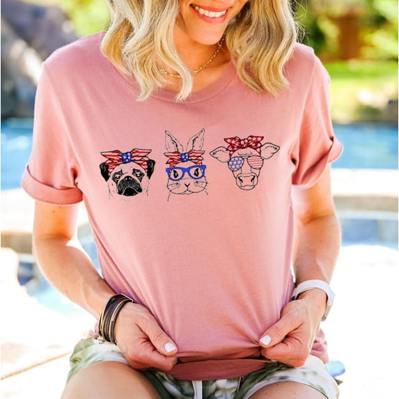 ANIMAL FLAG RIBBON Graphic Short sleeve T-Shirt
