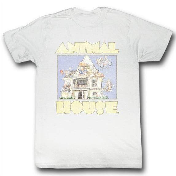 ANIMAL HOUSE-CARTOON-WHITE ADULT S/S TSHIRT-LT