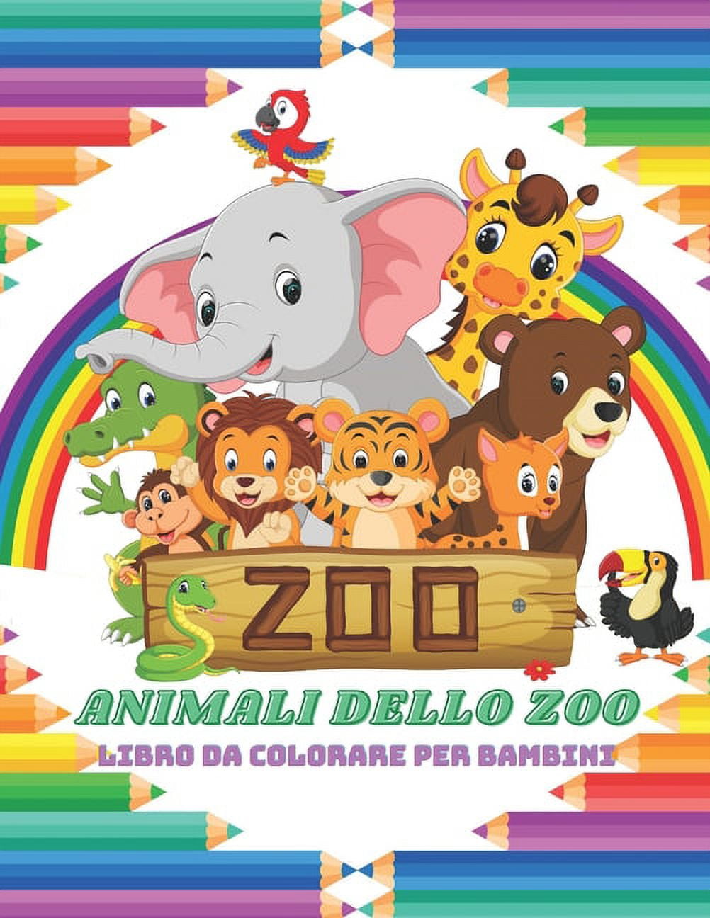 ANIMALI DELLO ZOO - Libro Da Colorare Per Bambini (Paperback) - Walmart.com, image size:1002x1296