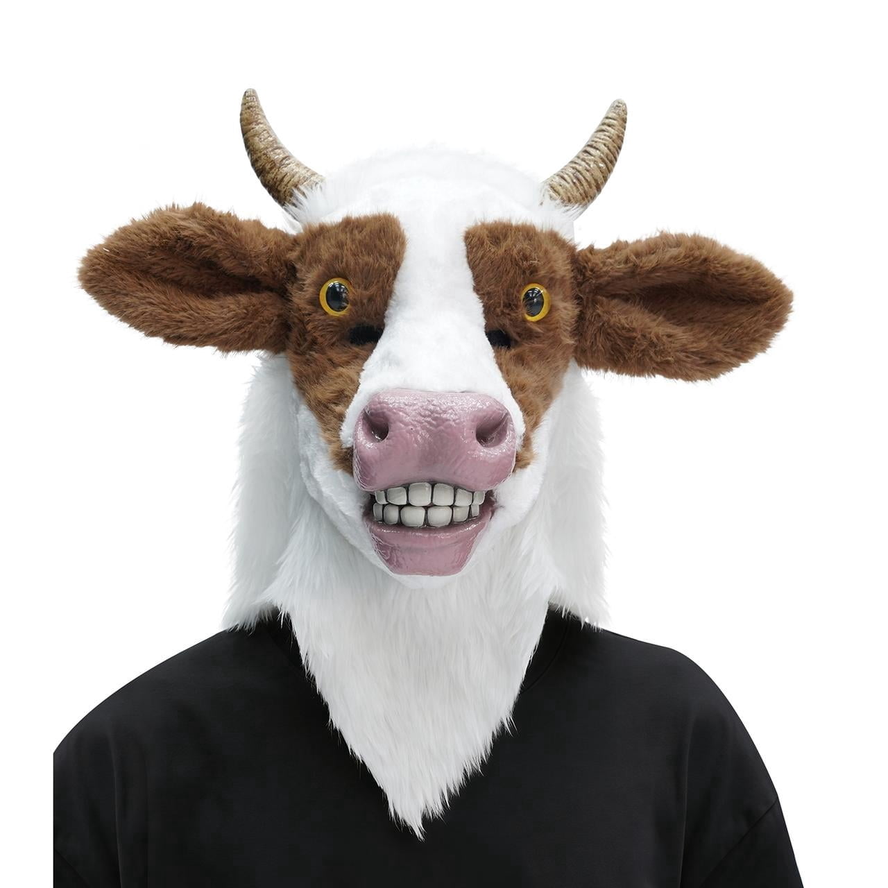 Animalistic Cow Mask Costume Accessory for Adults, Brown and White, Halloween by Way To Celebrate