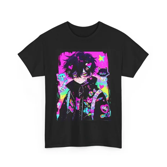 ANIME EMO KAWAII COOL BOY ART GIFT TSHIRT MEN WOMEN TEENS GAMER JAPAN GOTH SHIRT
