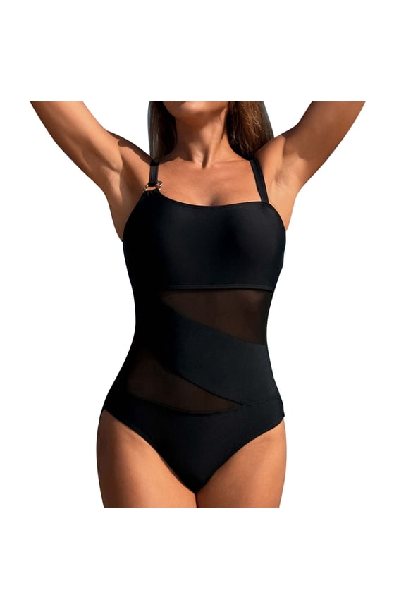 2025 Women Swimwear Solid Color Swimsuit Monokini Spaghetti Hollow Integrated Swimsuit Lovely Hawaii Summer Tropical Brazilian Beachwear