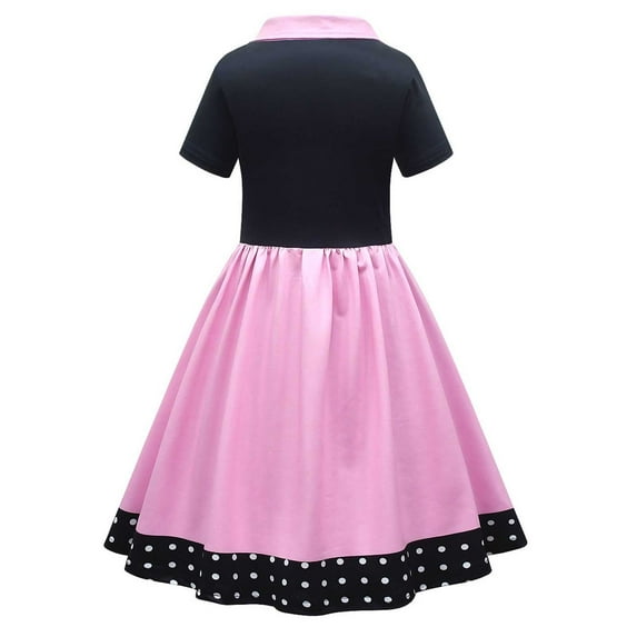 ANINEO 50s Outfit for Girls, Poodle Skirt Dress, Sock Hop Clothing, Retro 50s Dress for Kids, Vintage Style Dress