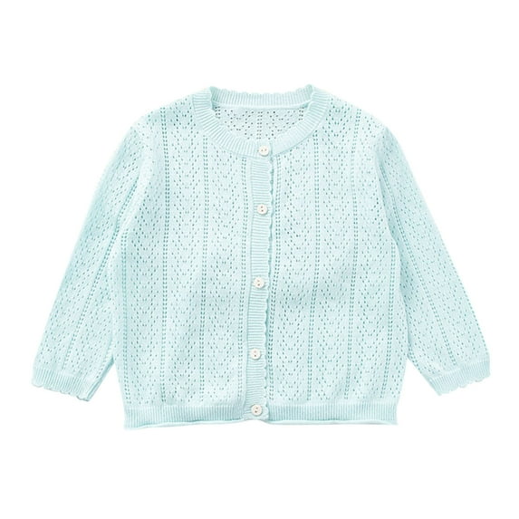 ANINEO Baby Girl Thin Sweater Solid White Pink Cardigans for Toddler 1-8Years