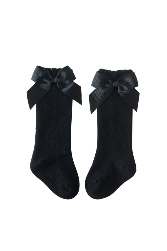 ANINEO Baby Girls Bow Knee High Socks Toddlers Ruffled Tube Socks Long Stockings School Uniform Leggings