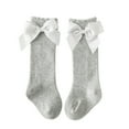 thumbnail image 1 of ANINEO Baby Girls Bow Knee High Socks Toddlers Ruffled Tube Socks Long Stockings School Uniform Leggings, 1 of 4