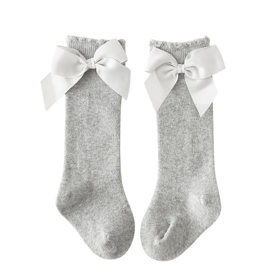 ANINEO Baby Girls Bow Knee High Socks Toddlers Ruffled Tube Socks Long Stockings School Uniform Leggings