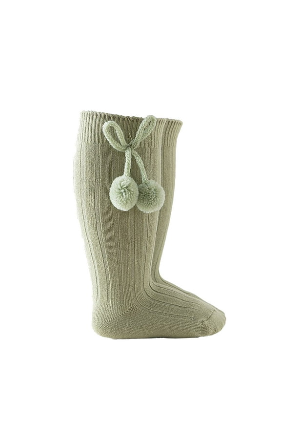 ANINEO Baby Girls Socks Cotton Toddler Knee-High Stockings Kids Cozy Warm Solid Color Long Socks for 0-4T