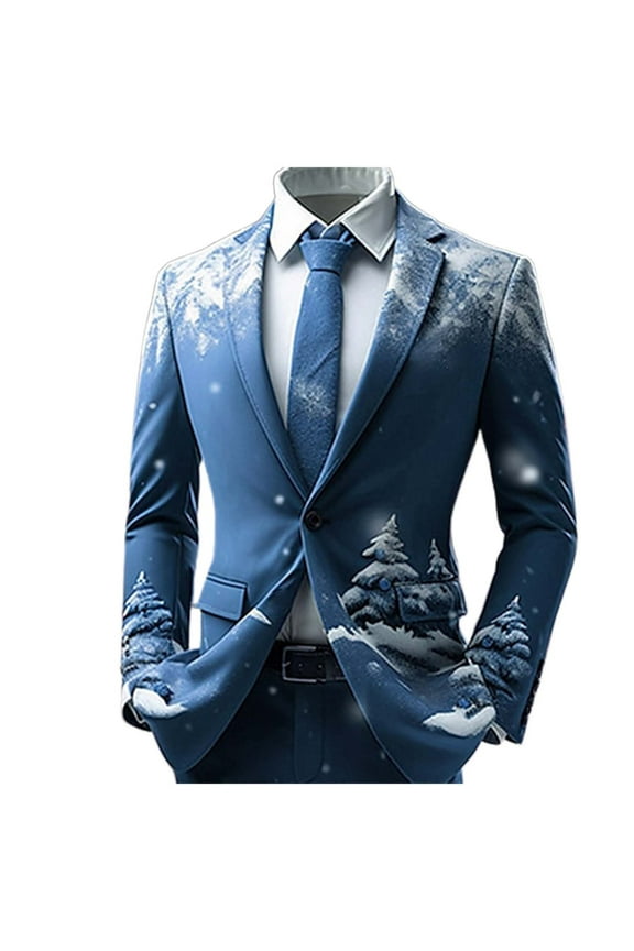 ANINEO Boho Mens Two Button Retro Ethnic Style Suits Open Front Business Casual Jacket Long Sleeve Solid Color Stylish Male Outwear