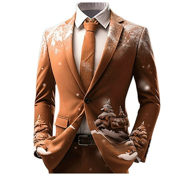 ANINEO Boho Mens Two Button Retro Ethnic Style Suits Open Front Business Casual Jacket Long Sleeve Solid Color Trendy Male Outwear