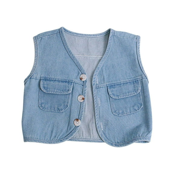 ANINEO Boys Girls Jacket Sleeveless Vest Jeans Broken Hole Waistcoat