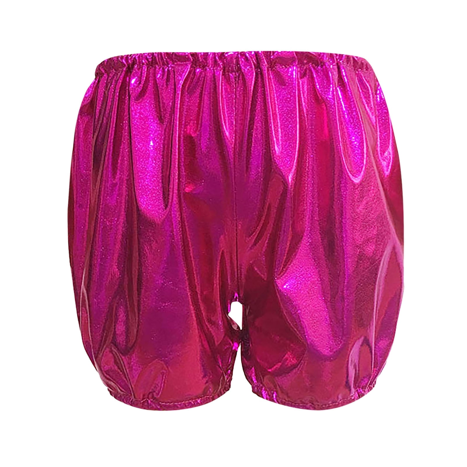 FEOYA Dames glanzende metallic hoge taille booty shorts pailletten hot short dance hotpants clubwear dans metallic pailletten hip hop jazz straat hot broek, Blauw, S