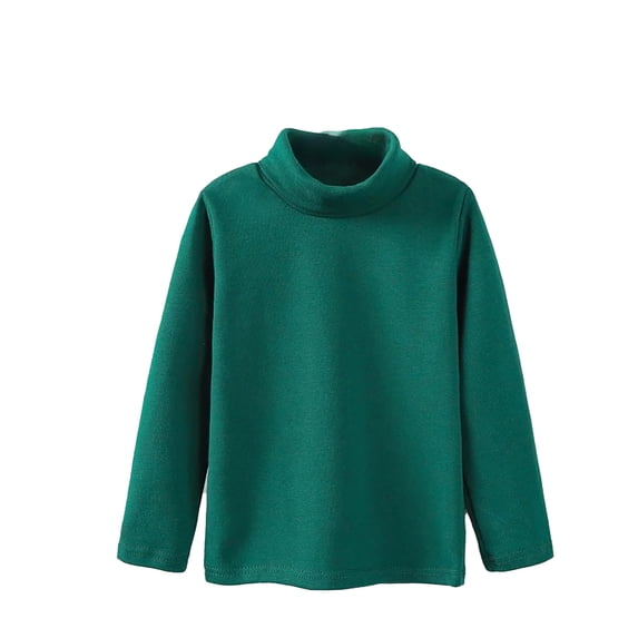 ANINEO Boys Girls Turtleneck Long Sleeve Soft Cotton T-Shirts Solid Color Warm Tee Tops