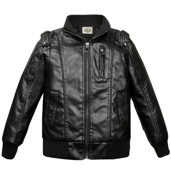 ANINEO Boys Leather Jackets for Toddler Kids Faux Motorcycle PU Leather Coats Aged 3-17 yrs