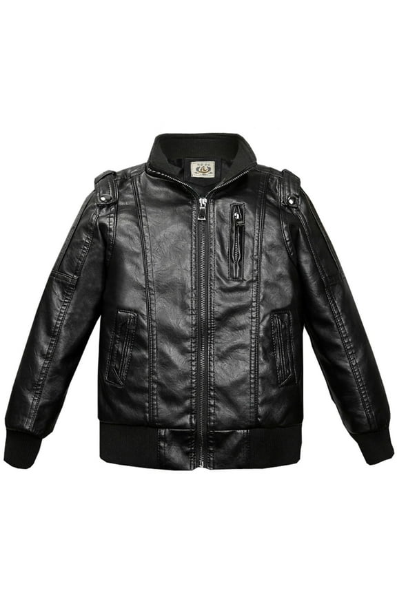 Boys Leather Jackets for Toddler Kids Faux Motorcycle PU Leather Coats Aged 3-17 yrs