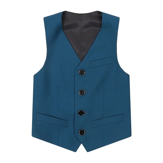 ANINEO Boys' formal Suit Vest, Tailored Fit & Adjustable Back Strap, 4-button Single Closure & 2 Slit Pockets