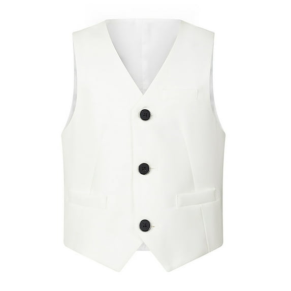 ANINEO Boys' formal Suit Vest, Tailored Fit & Adjustable Back Strap, 4-button Single Closure & 2 Slit Pockets