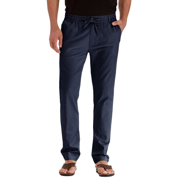 ANINEO Casual Pants Elastic Waistband And Zip Fly With Adjustable Internal Drawstring Men Solid Color Stylish Male Slacks
