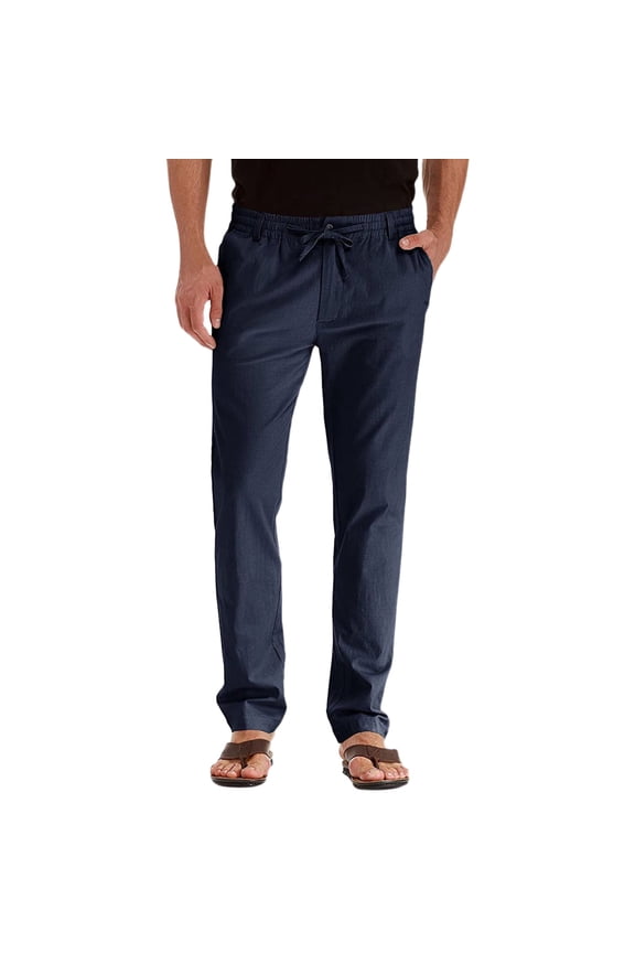 Casual Pants Elastic Waistband And Zip Fly With Adjustable Internal Drawstring Men Solid Color Trendy Male Slacks