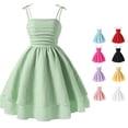thumbnail image 1 of ANINEO Casual Summer Dresses For Girl Kids Sleeveless Solid Color Bowknot Spaghetti Strap For Little Girls Comfort A-Line Swing Layered Bow Tie Shoulder Flowy Cami Mini Dres Vacation Dress, 1 of 4