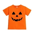 thumbnail image 1 of ANINEO Child Boys Girls Halloween T-Shirts Pumpkin Face Print Shirt Short Sleeve Casual Tops Tee For Fall Festival Party Stylish, 1 of 4