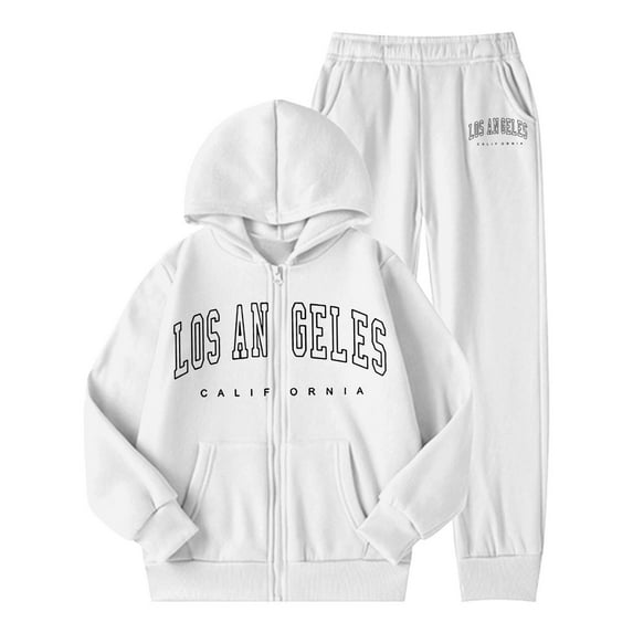 ANINEO Child Kids Girls Tracksuit Winter Warm Letter Print Long Sleeve Hoodie And Jogger Pants Sweatsuit Outfits Cozy Two Piece Athletic Casual Playwear For Toddler Youth Cute Clothes Sets