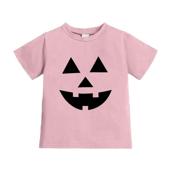 ANINEO Child T-Shirts Boys Girls Halloween Pumpkin Print Shirt Short Sleeve Casual Tee Tops For Fall Festival Party Tshirts Breathable