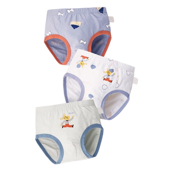 ANINEO Child Underpants Kids Baby Boys Cute Cartoon Print Boxers Shorts Cotton Ruffled Briefs Trunks 3-Pack Boho Stretchy Underwear