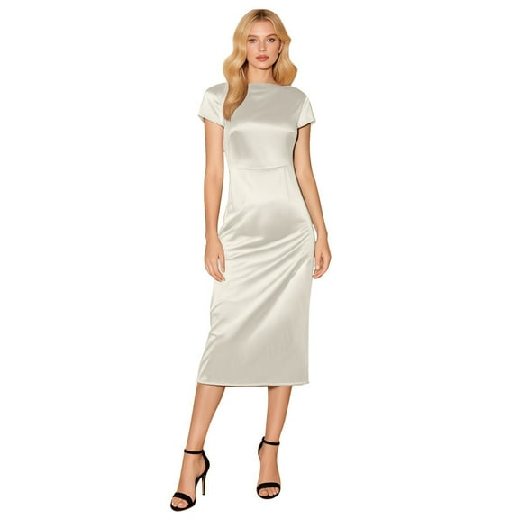 ANINEO Cowl Neck Sleeveless Backless Maxi Wedding Guest Dress Silk Open Back Tie Back Prom Formal Dresses Women Solid Color Stylish Daliywear