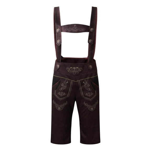 ANINEO Ethnic Men Traditional Oktoberfest Pants Suspender Embroidered Trousers Pants Solid Color Classic Male Slacks