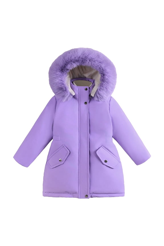 Girl Winter Coats Heavyweight Hooded Long Sleeve Jackets Kid Snow Outwear Cozy Teenager Wear