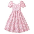 thumbnail image 1 of ANINEO Girls Floral Dress Puffed Sleeves Boho Dresses Ruffle Casual Summer Square Neck Dressy Frocks for Kids Girls, 1 of 7