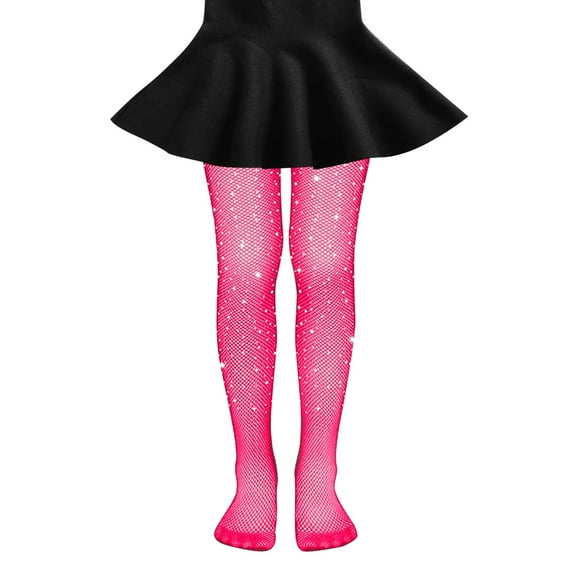 ANINEO Girls Rhinestone Tights Sparkle Fishnet Kids Bling Mesh Stockings Glitter Hollow out Pantyhose