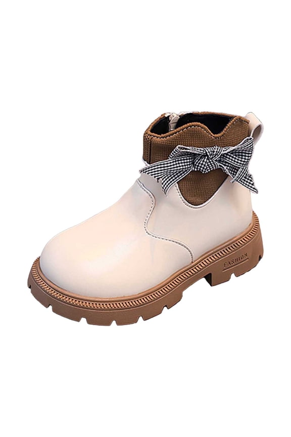 Girls Short Boots Kids Fall Winter Style Leather Booties With Bow For Young Girls Cute Toddler Wear