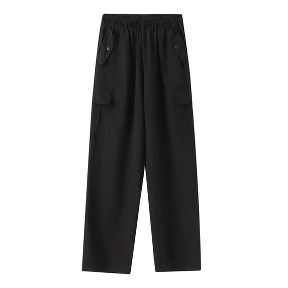 ANINEO Girls Wide Leg Pants Flowy Loose Fit Palazzo Pants for Girls Kids Linen Trousers Casual Beach 4-13Y