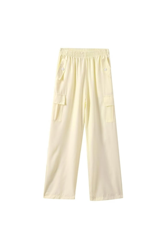 Girls Wide Leg Pants Flowy Loose Fit Palazzo Pants for Girls Kids Linen Trousers Casual Beach 4-13Y