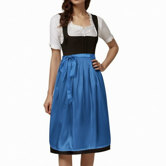 ANINEO Holiday Women's Classic Solid Color Half Apron With Ties Party Dress Bavarian Style Breathable Daliywear