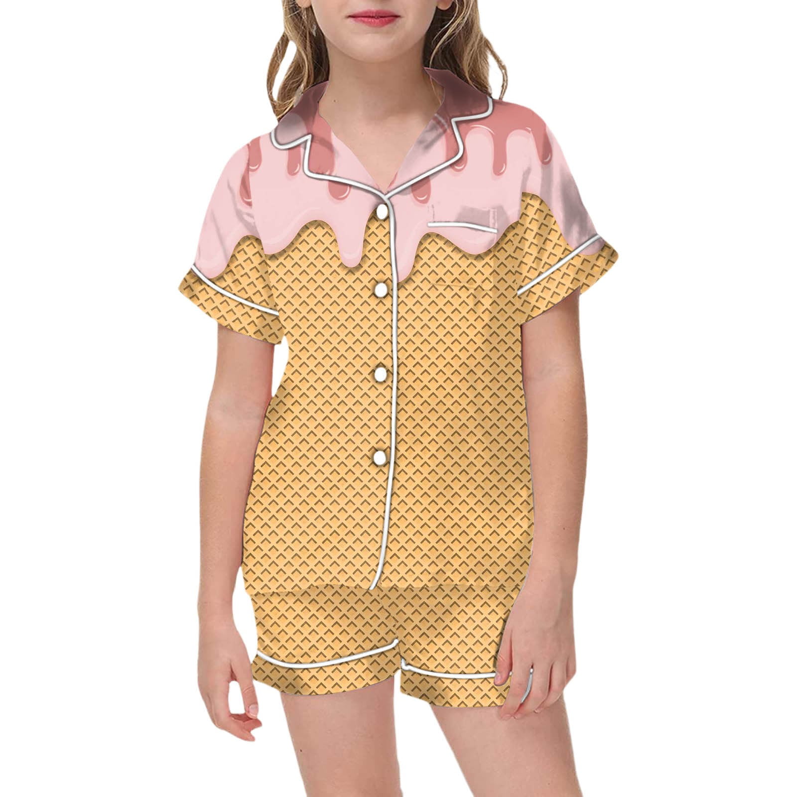 Kids’ Cream & Grey Printed Nightwear Set with Cartoon Motif