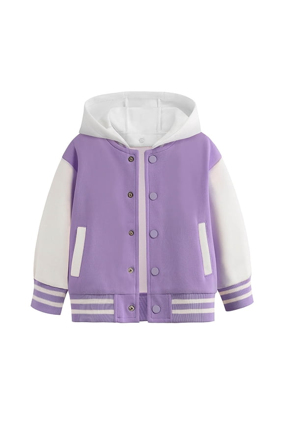 Kids Baseball Jackets Boys Girls Fit Varsity Jacket Casual Lightweight Plain Cardigan Button School Coat