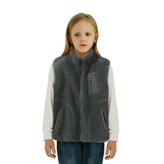 ANINEO Kids Girls Boys Winter Sleeveless Solid Color Zipper Warm Coat Jacket Warm Clothes