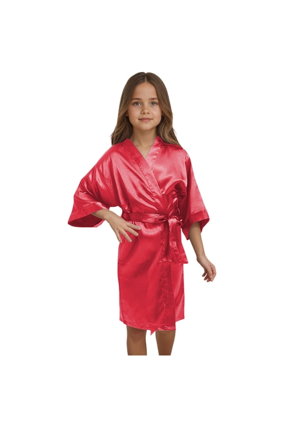 Kids Girls Like Satin Kimono Robe For Spa Wedding Birthday Party Child Children Birthday Toddler Wear