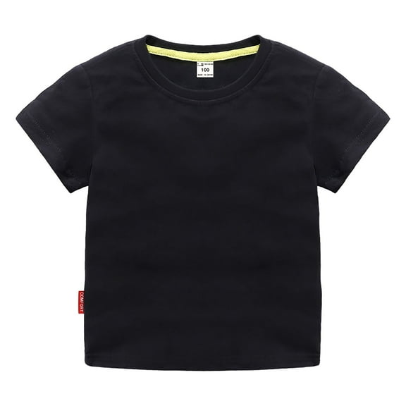 ANINEO Kids' Tees Crewneck Cotton Solid T-Shirts Boys Girls Short Sleeve Toddler Comfort Soft T-Shirt Undershirt Tops