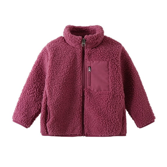 ANINEO Kids Toddler Boys Girls Jacket High Fall Winter Full Zip Fuzzy Coat Outwear with Pockets