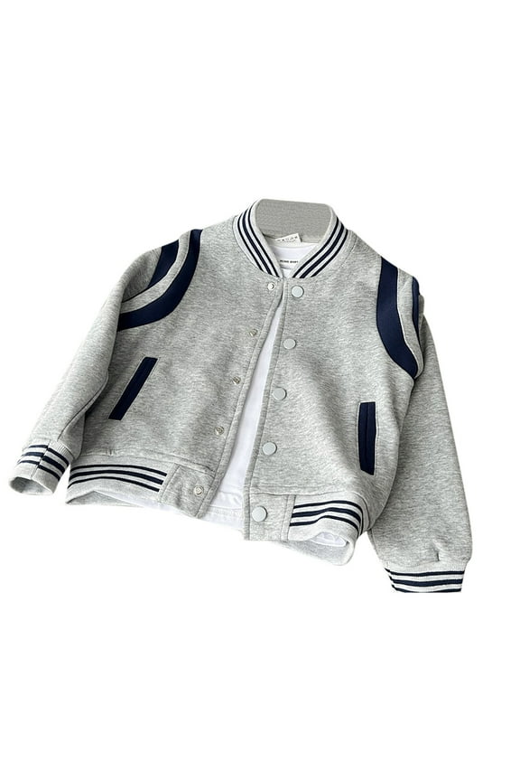 Kids Varsity Jacket Boys Baseball Jacket Sports Outerwear Coat for Girls School Uniform