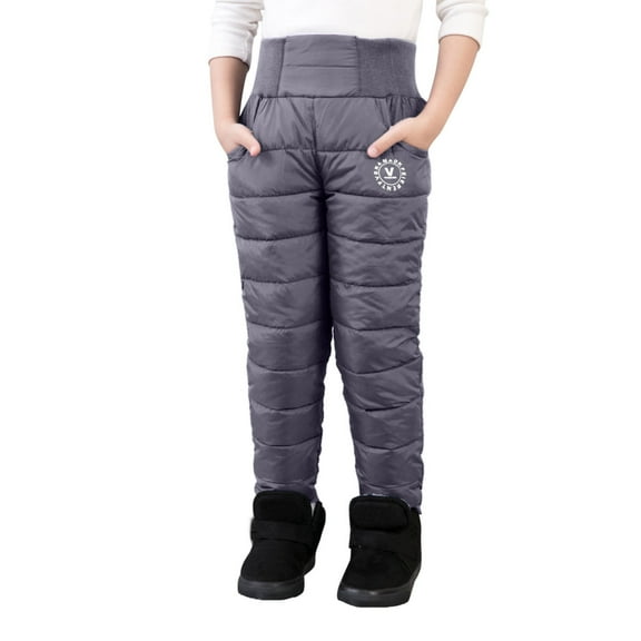 ANINEO Kids Winter Snow Pant with Lined Waterproof Puffer Down Pants Zip Pocket Warm Trousers