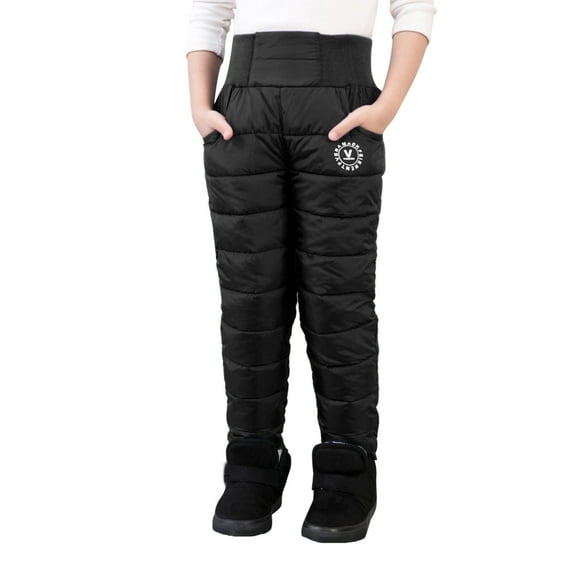 ANINEO Kids Winter Snow Pant with Lined Waterproof Puffer Down Pants Zip Pocket Warm Trousers