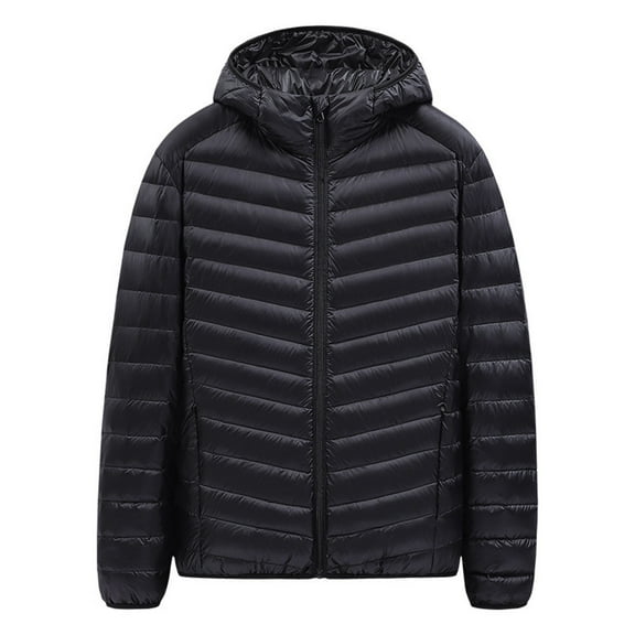 ANINEO Large Men Solid Color Hooded Jacket Men Slim Fit Warm Jacket Long Sleeve Male Outwear