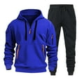 thumbnail image 1 of ANINEO Men Autumn Two Piece Fashionable Outfits With Hooded Long Sleeve Sweatshirt And Casual Black Pants Sets Solid Color Leisure Male Outfits Sets, 1 of 2