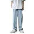 thumbnail image 1 of ANINEO Men Casual Fashion Loose Plus Size Jeans Street Wide Leg Trousers Pants Solid Color Male Slacks, 1 of 9