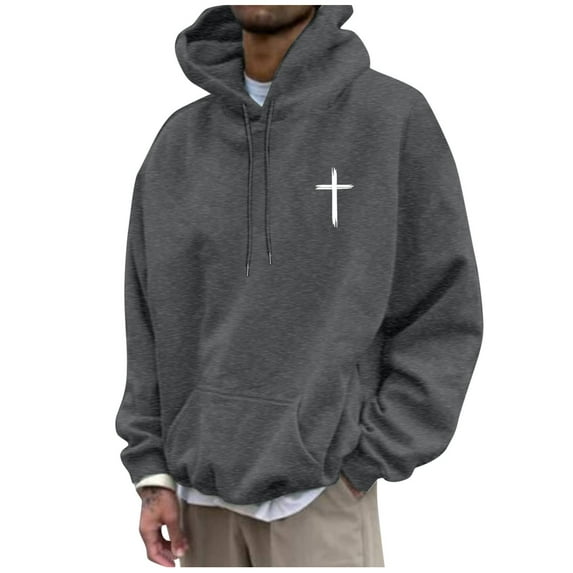 ANINEO Men Casual Long Sleeve Graphi Hooded Sweatshirts Fall Winter Pullover Tops Stylish Male Dailywear